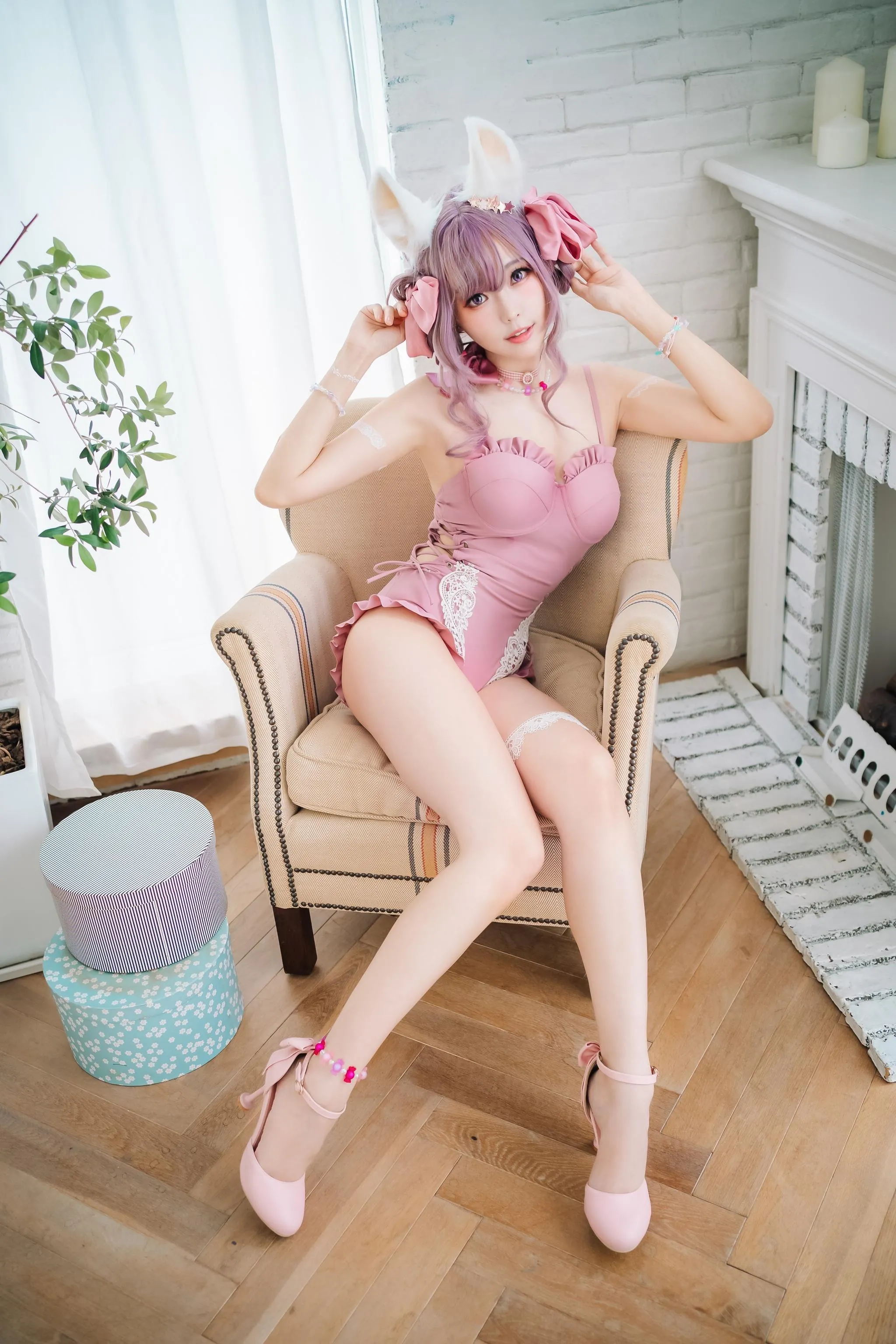 ElyEE子 – NO.82 Fluffy Summer – Original Swimsuit-粉色 [54P]插图4